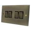 4 Gang 10 Amp 2 Way Light Switches : Black Trim