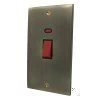 45 Amp Double Pole Switch with Neon - Double Plate : Black Trim