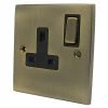 1 Gang - Single 13 Amp Switched Plug Socket : Black Trim