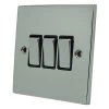 3 Gang 10 Amp 2 Way Light Switches : Black Trim