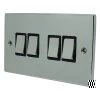 4 Gang 10 Amp 2 Way Light Switches : Black Trim