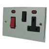 Cooker Control - 45 Amp Double Pole Switch with 13 Amp Plug Socket - Black Trim