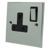 1 Gang - Single 13 Amp Switched Plug Socket : Black Trim