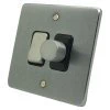 2 Gang Combination : 1 x 400w 2 Way Dimmer Switch + 1 x 20amp 2 Way Light Switch : Black Trim