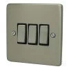 3 Gang 10 Amp 2 Way Light Switches : Black Trim