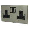 2 Gang - Double 13 Amp Switched Plug Socket : Black Trim