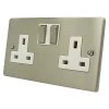 2 Gang - Double 13 Amp Switched Plug Socket : White Trim