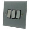 3 Gang 10 Amp 2 Way Light Switches : Black Trim