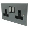 2 Gang - Double 13 Amp Switched Plug Socket : Black Trim