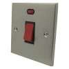 45 Amp Double Pole Switch - Single Plate : Black Trim