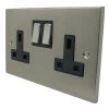 2 Gang - Double 13 Amp Switched Plug Socket : Black Trim