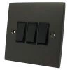 3 Gang 2 Way 6 Amp Switches : Black Trim