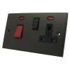 Cooker Control - 45 Amp Double Pole Switch with 13 Amp Plug Socket - Black Trim