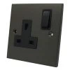 1 Gang - Single 13 Amp Switched Plug Socket : Black Trim