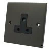 2 Amp Round Pin Unswitched Socket : Black Trim