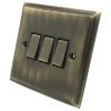 3 Gang 10 Amp 2 Way Light Switches : Black Trim