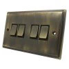 4 Gang 10 Amp 2 Way Light Switches : Black Trim