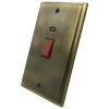 45 Amp Double Pole Switch with Neon - Double Plate : Black Trim