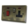 Cooker Control - 45 Amp Double Pole Switch with 13 Amp Plug Socket - Black Trim