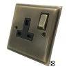 1 Gang - Single 13 Amp Switched Plug Socket : Black Trim