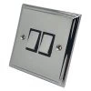 2 Gang 2 Way Light Switch : Black Trim