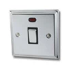 1 Gang - Used for heating and water heating circuits. Switches both live and neutral poles : Black Trim