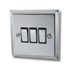 3 Gang 2 Way Light Switch : Black Trim