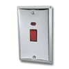 Double Plate - 1 Gang - Used for shower and cooker circuits. Switches both live and neutral poles : Black Trim