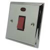 Single Plate - 1 Gang - Used for shower and cooker circuits. Switches both live and neutral poles : Black Trim