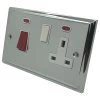 Double Plate - Used for cooker circuit. Switches both live and neutral poles also has a single 13 AmpMP socket with switch : White Trim