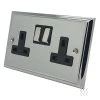 2 Gang - Double 13 Amp Switched Plug Socket : Black Trim