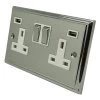 2 Gang - Double 13 Amp Plug Socket with 2 USB A Charging Ports : White Trim