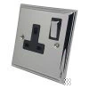 1 Gang - Single 13 Amp Switched Plug Socket : Black Trim