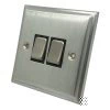 2 Gang 2 Way Light Switch : Black Trim