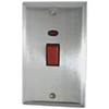 Double Plate - 1 Gang - Used for shower and cooker circuits. Switches both live and neutral poles : Black Trim