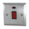 Single Plate - 1 Gang - Used for shower and cooker circuits. Switches both live and neutral poles : Black Trim