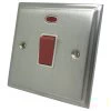 Single Plate - 1 Gang - Used for shower and cooker circuits. Switches both live and neutral poles : White Trim