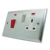 Double Plate - Used for cooker circuit. Switches both live and neutral poles also has a single 13 AmpMP socket with switch : White Trim