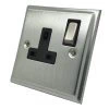 1 Gang - Single 13 Amp Switched Plug Socket : Black Trim