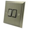 2 Gang 10 Amp 2 Way Light Switches : Black Trim