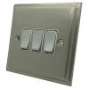 3 Gang 10 Amp 2 Way Light Switches : White Trim