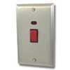 45 Amp Double Pole Switch with Neon - Double Plate : Black Trim