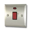 45 Amp Double Pole Switch with Neon - Single Plate : Black Trim