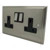 2 Gang - Double 13 Amp Switched Plug Socket : Black Trim