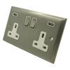 2 Gang - Double 13 Amp Plug Socket with 2 USB A Charging Ports - White Trim