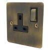 1 Gang - Single 13 Amp Switched Plug Socket : Black Trim