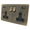 2 Gang - Double 13 Amp Plug Socket with USB A Charging Ports