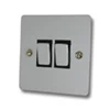 2 Gang 2 Way Light Switch : Black Trim