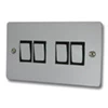 4 Gang 2 Way Light Switch : Black Trim