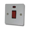 Single Plate - 1 Gang - Used for shower and cooker circuits. Switches both live and neutral poles : Black Trim